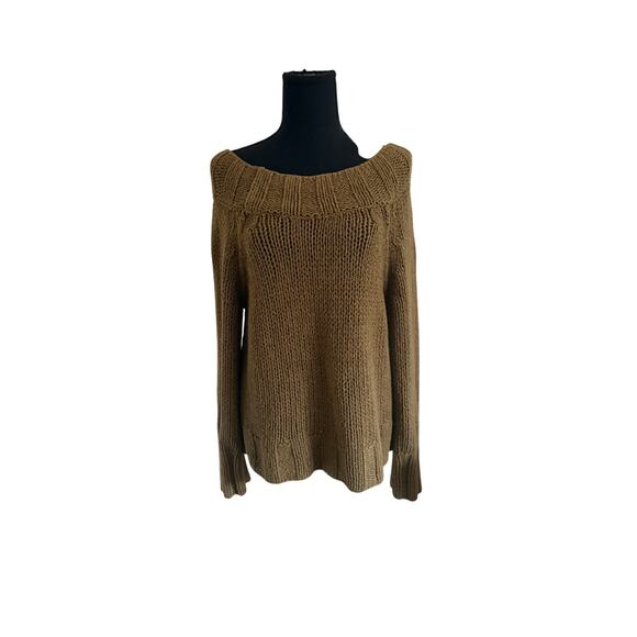 Free People Olive Green Knit Crew Neck Sweater - Medium - Picture 1 of 13